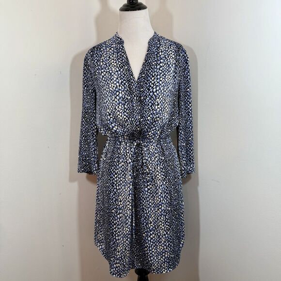 Diane Von Furstenberg Silk Dress 4 DVF Button Up Freya Heart Print Graphic Snake - Picture 2 of 16